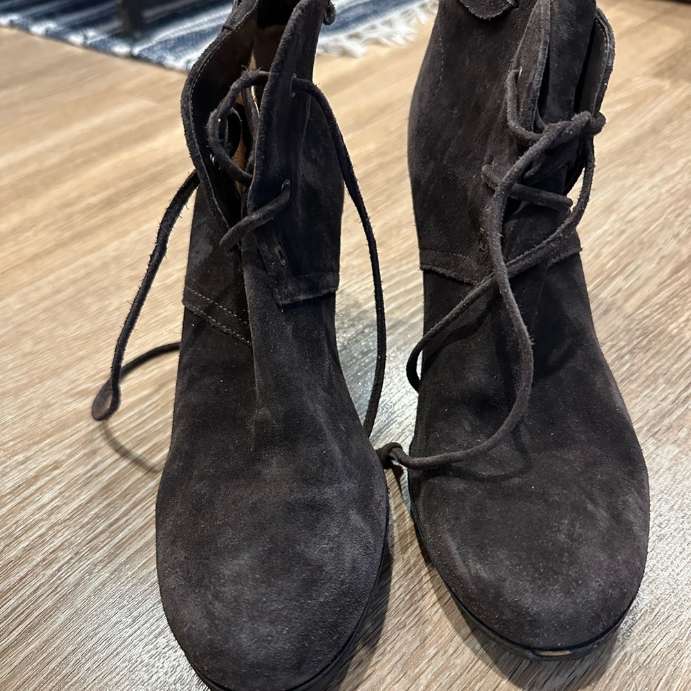 Via Spiga Dark Brown Suede Ankle Boots